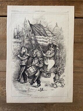 Harpers Weekly, Political Cartoon, Thomas Nast, Woodblock Engraving